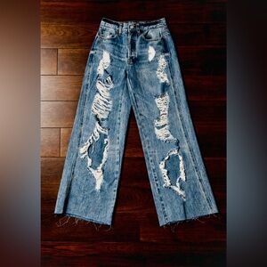 PacSun Denim Jeans Baggy Jean Distressed Frayed Women’s Waist size 23 (XXSMALL)